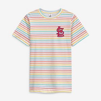 Girls Youth Soft as a Grape White St. Louis Cardinals Striped T-Shirt