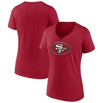 Women's Fanatics Scarlet San Francisco 49ers Icon Primary Team Logo V-Neck T-Shirt