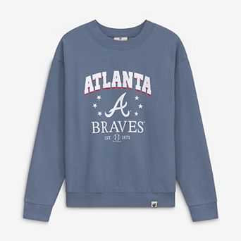 Girls Youth Soft as a Grape Navy Atlanta Braves Pigment Dyed Sweatshirt