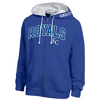 Men's Champion Royal/White Kansas City Royals Volume Fleece Full-Zip Hoodie