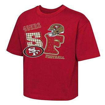 Girls Youth Outerstuff Scarlet San Francisco 49ers Team Quilt Boxy T-Shirt