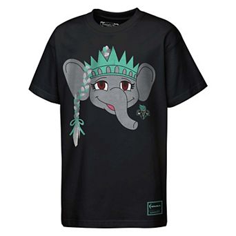 Youth Mitchell & Ness Black New York Liberty Mascot Big Face Heavyweight T-Shirt