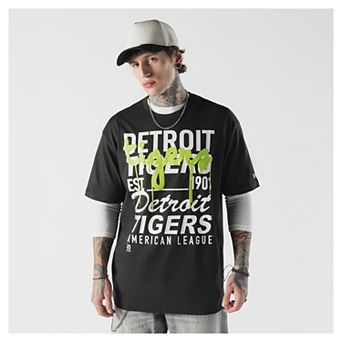 Men's New Era Black Detroit Tigers Lifestyle Glow Spray Paint T-Shirt
