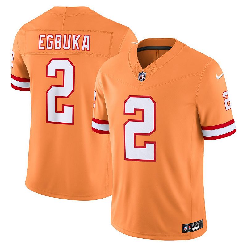Men's Nike Emeka Egbuka Creamsicle Tampa Bay Buccaneers Alternate Vapor F.U.S.E. Stitched Limited Jersey, 