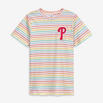 Girls Youth Soft as a Grape White Philadelphia Phillies Striped T-Shirt