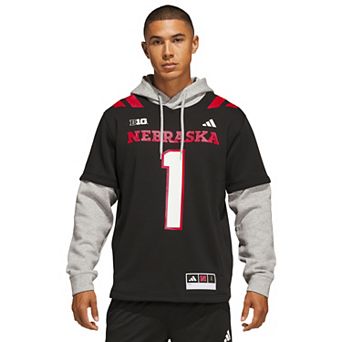 Men's adidas Black Nebraska Huskers Our Red Burns Brighter Strategy Jersey Hoodie