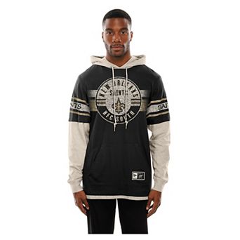 Men's New Era Black New Orleans Saints Twofer Layered Long Sleeve Hooded T-Shirt