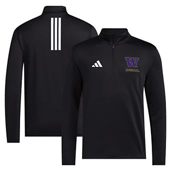 Men's adidas Black Washington Huskies Dawgs Quarter-Zip Pullover