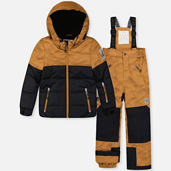 Big Kids Boy Two Piece Play Snowsuit with Hooded Jacket and Snow Pants