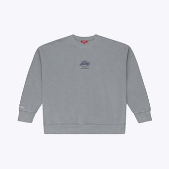 Women's Mitchell & Ness Gray Los Angeles Lakers Core Essentials Micro Logo Fleece Sweatshirt