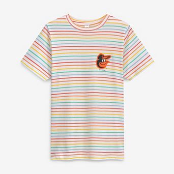 Girls Youth Soft as a Grape White Baltimore Orioles Striped T-Shirt