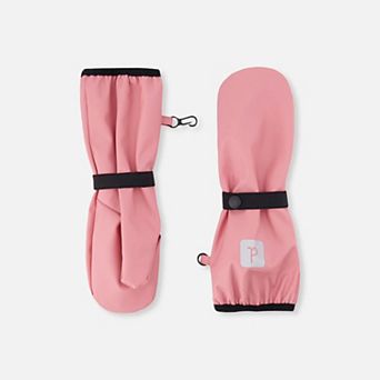 Toddlers Girl Extended Cuff Rain Mittens with Adjustable Wrist