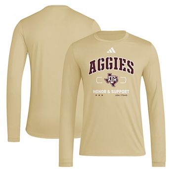 Men's adidas Beige Texas A&M Aggies Honor & Support Pregame Long Sleeve T-Shirt