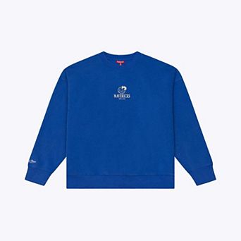 Women's Mitchell & Ness Blue Dallas Mavericks Core Essentials Micro Logo Fleece Sweatshirt