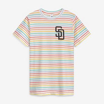 Girls Youth Soft as a Grape White San Diego Padres Striped T-Shirt