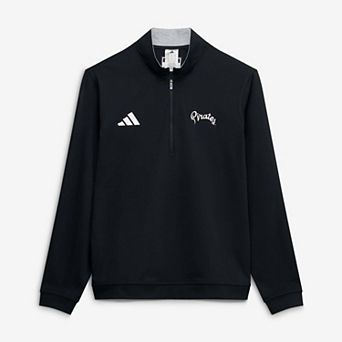 Men's adidas Black ECU Pirates Elevated Tri-Blend Quarter-Zip Pullover
