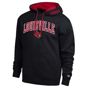 Men's Champion Black Louisville Cardinals Arch Tackle Twill Hoodie