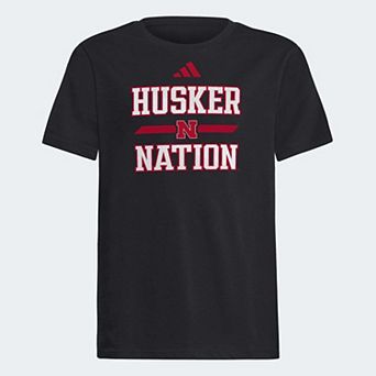 Youth adidas Black Nebraska Huskers Our Red Burns Brighter T-Shirt