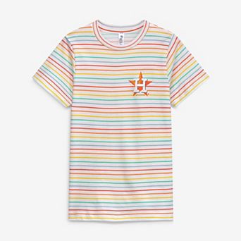 Girls Youth Soft as a Grape White Houston Astros Striped T-Shirt
