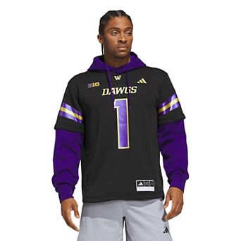 Men's adidas Black Washington Huskies Dawgs Strategy Jersey Hoodie