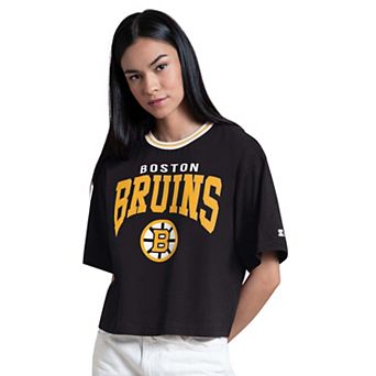 Women's Starter Black Boston Bruins Ace Cropped T-Shirt