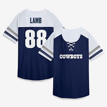 Women's Fanatics CeeDee Lamb Navy Dallas Cowboys Curl Route Athena Lace-Up Name & Number Shirt