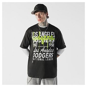 Men's New Era Black Los Angeles Dodgers Lifestyle Glow Spray Paint T-Shirt