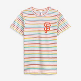 Girls Youth Soft as a Grape White San Francisco Giants Striped T-Shirt
