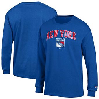 Men's Champion Blue New York Rangers Jersey Long-Sleeve T-Shirt