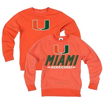 Youth Wes & Willy Orange Miami Hurricanes Reversible Sweatshirt