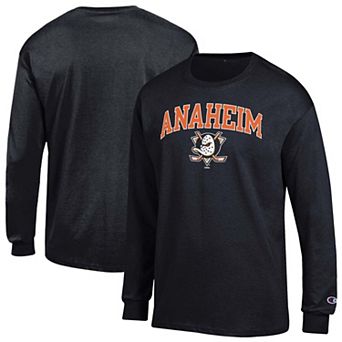 Men's Champion Black Anaheim Ducks Jersey Long-Sleeve T-Shirt