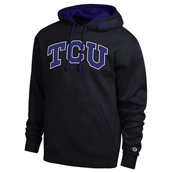 Men's Champion Black TCU Horned Frogs Arch Tackle Twill Hoodie