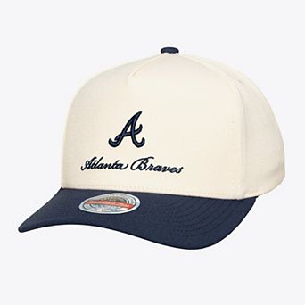 Men's Mitchell & Ness Cream/Navy Atlanta Braves Flawless Stretch-Snapback Hat