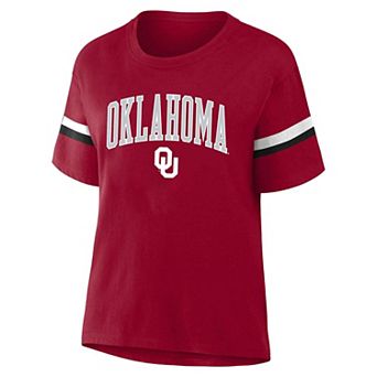 Women's Profile Crimson Oklahoma Sooners Stripe Plus Size T-Shirt