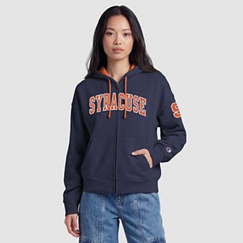 Women's Champion Navy Syracuse Orange Arch Full-Zip Fleece Hoodie