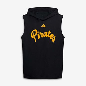 Men's adidas Black ECU Pirates Retro Sleeveless Hoodie