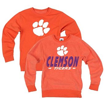 Youth Wes & Willy Orange Clemson Tigers Reversible Sweatshirt