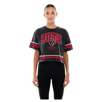 Women's New Era Black Houston Texans Lifestyle Mineral Wash Boxy Cropped T-Shirt