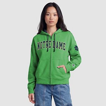 Women's Champion Green Notre Dame Fighting Irish Arch Full-Zip Fleece Hoodie