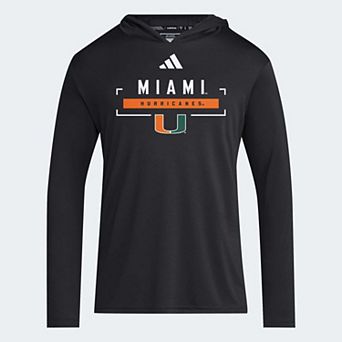 Men's adidas Black Miami Hurricanes D4T Long Sleeve Hooded T-Shirt