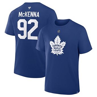 Men's Fanatics Gavin McKenna Blue Toronto Maple Leafs Authentic Stack Name & Number T-Shirt