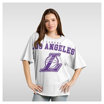Women's Fanatics White Los Angeles Lakers Spirit Relaxed Jersey T-Shirt