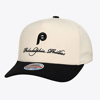 Men's Mitchell & Ness Cream/Black Philadelphia Phillies Cooperstown Collection Flawless Script Stretch-Snap Hat