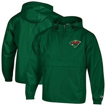 Men's Champion Green Minnesota Wild Packable Windbreaker Half-Zip Jacket