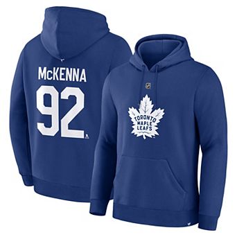 Men's Fanatics Gavin McKenna Blue Toronto Maple Leafs Authentic Stack Name & Number Hoodie