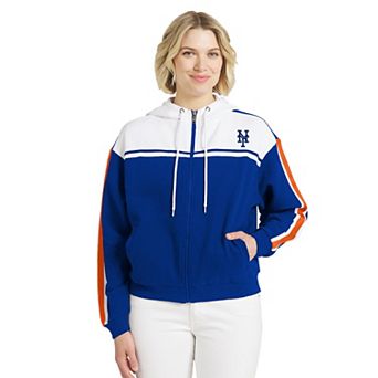 Women's WEAR by Erin Andrews Royal/White New York Mets Color Blocked Full-Zip Hoodie