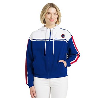 Women's WEAR by Erin Andrews Royal/White Chicago Cubs Color Blocked Full-Zip Hoodie