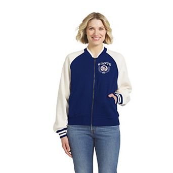 Women's WEAR by Erin Andrews Royal New York Giants Full-Zip Fleece Varsity Jacket
