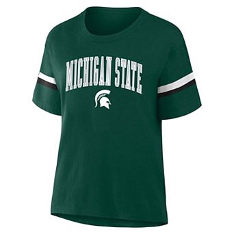 Women's Profile Green Michigan State Spartans Stripe Plus Size T-Shirt