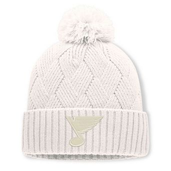 Women's Fanatics Cream St. Louis Blues Level Up Cuffed Knit Hat with Pom